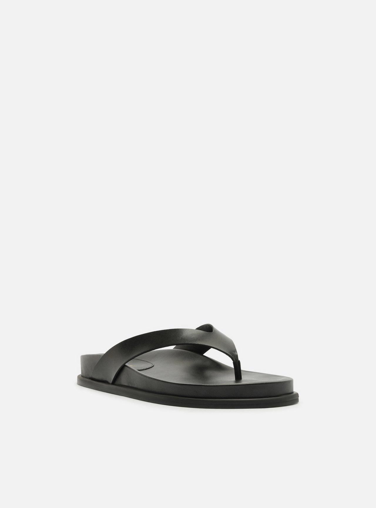 Sandália Papete Preta Couro Tiras Flip Flop — foto 2