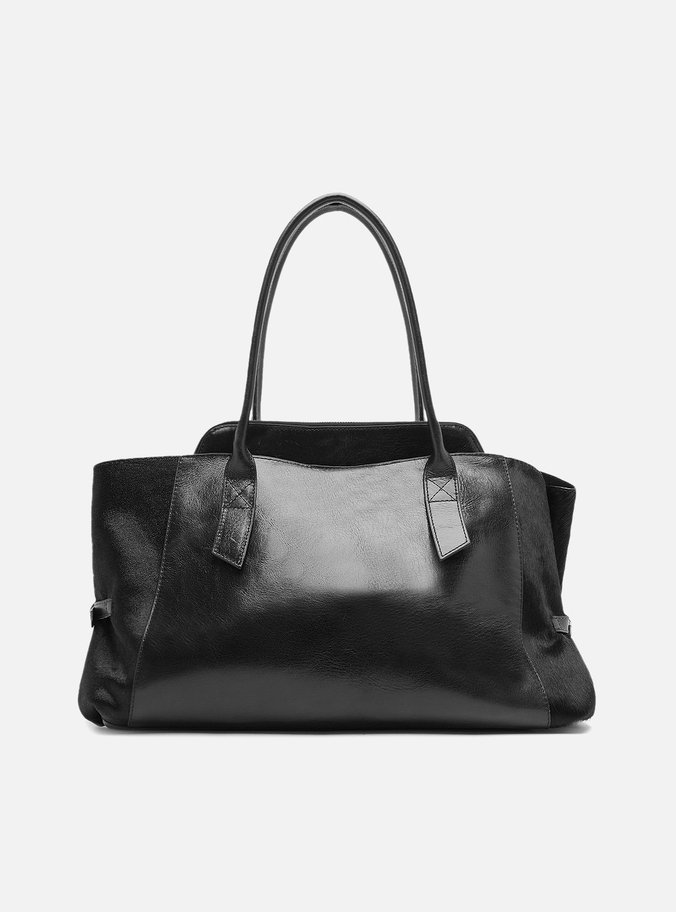Bolsa Shopping Preta Pelo Couro Grande