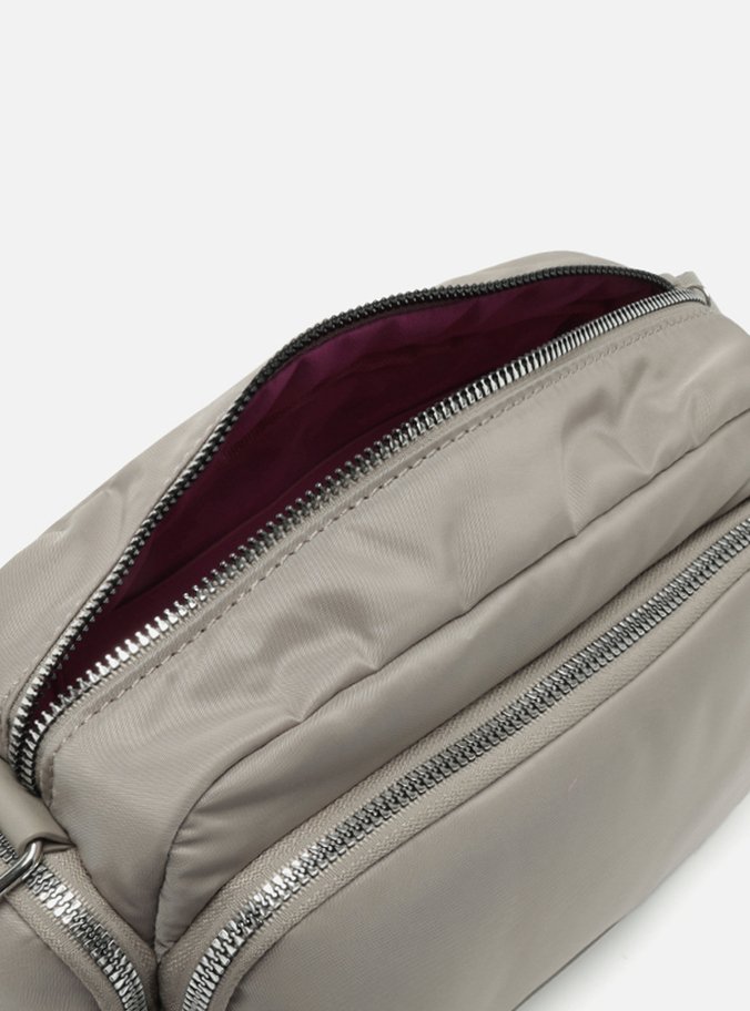 Bolsa Tiracolo Cinza Nylon Média Bolso