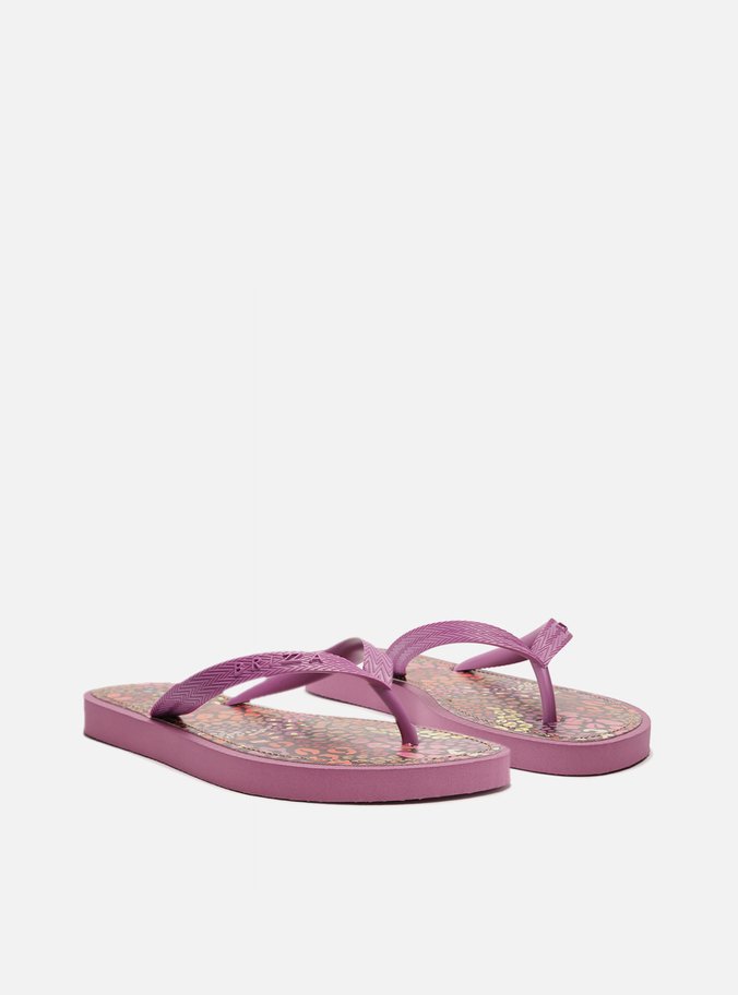 Chinelo de Dedo Roxo Palmilha Estampada