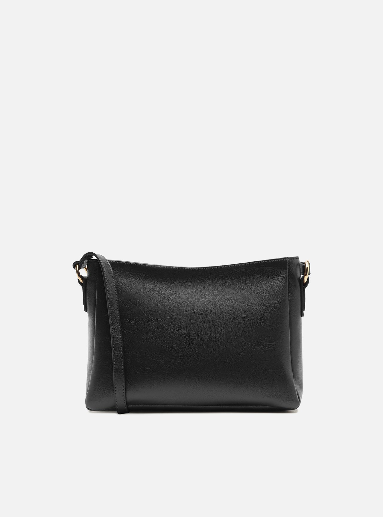 Bolsa Tiracolo Preta Média Bolso Frontal Zíper — foto 3