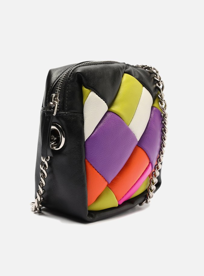 Tiracolo Pequena Preta e Multicolrida Couro