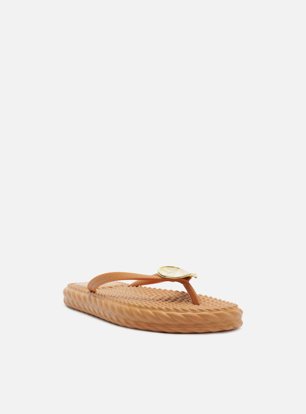 Chinelo de Dedo Marrom Flatform Metais Brizza — foto 2