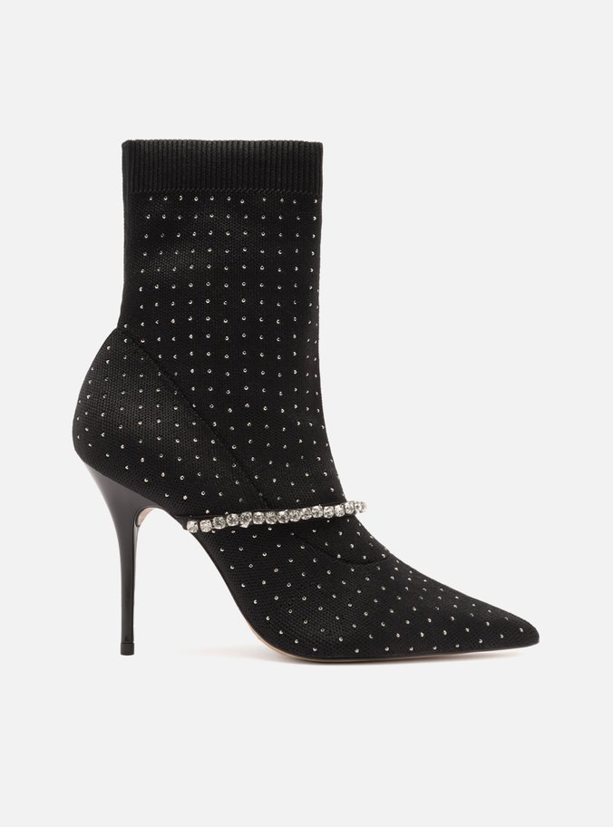 Skinny Boot Preta Knit Cano Curto Aysha