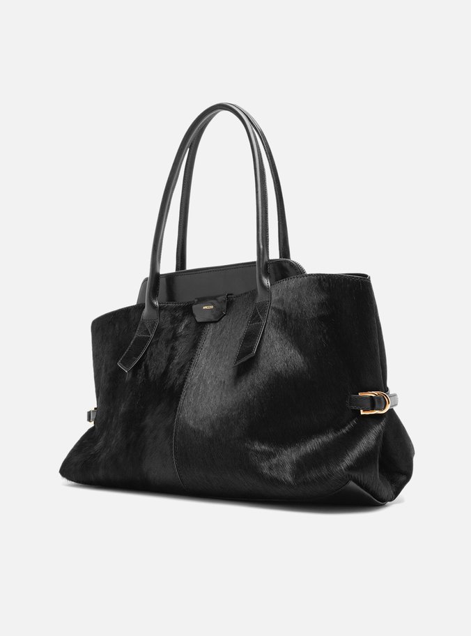 Bolsa Shopping Preta Pelo Couro Grande