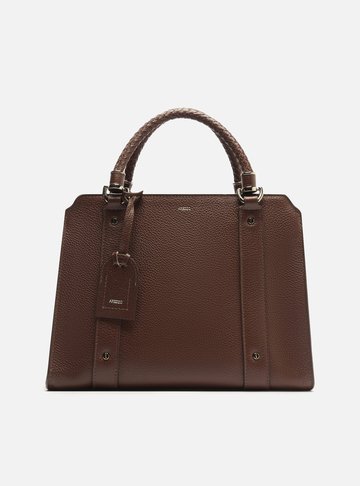 Bolsa Tote Marrom Escuro Couro Piazza Grande