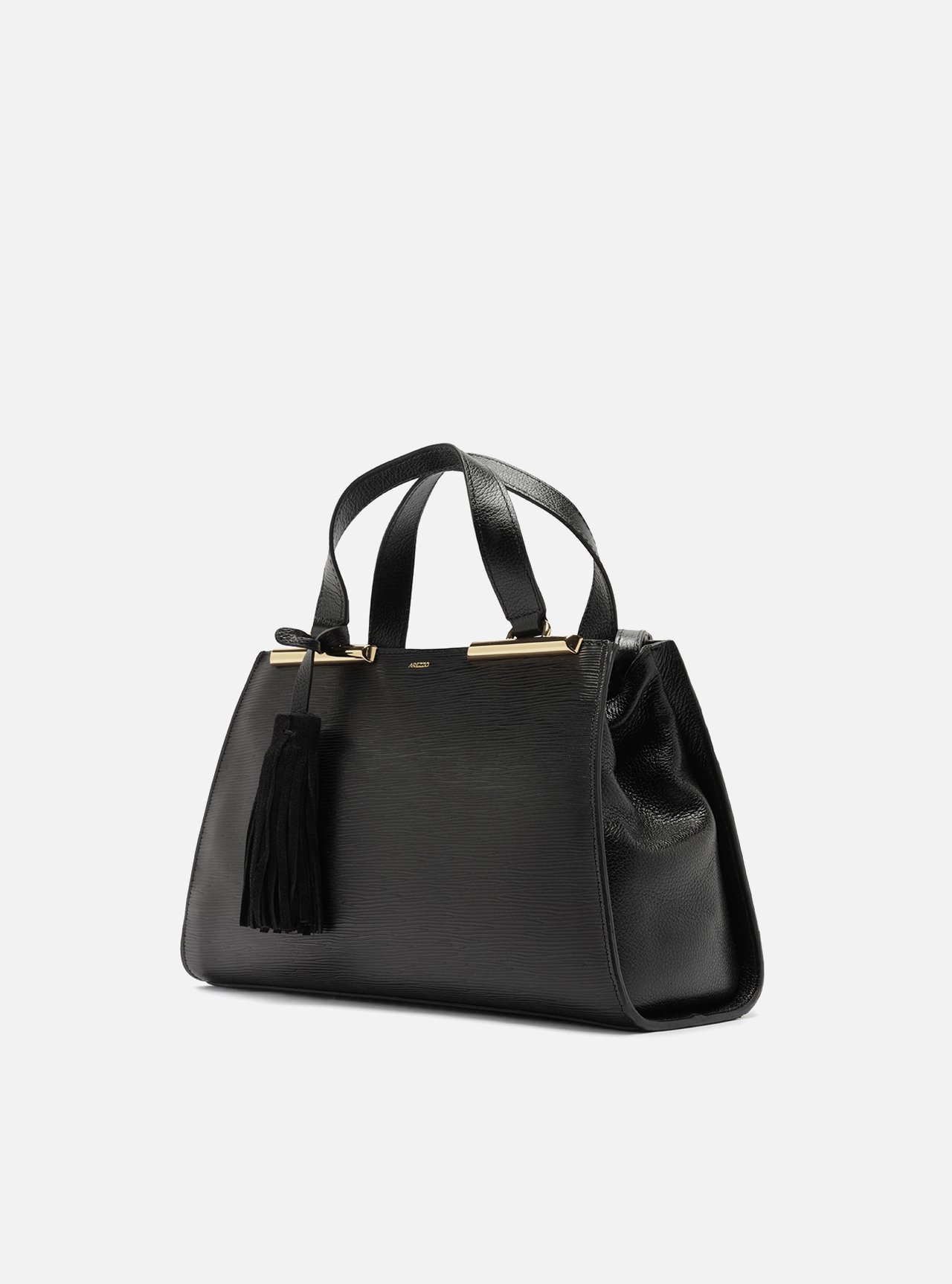 Bolsa Tote Preta Couro Jeni Média — foto 2