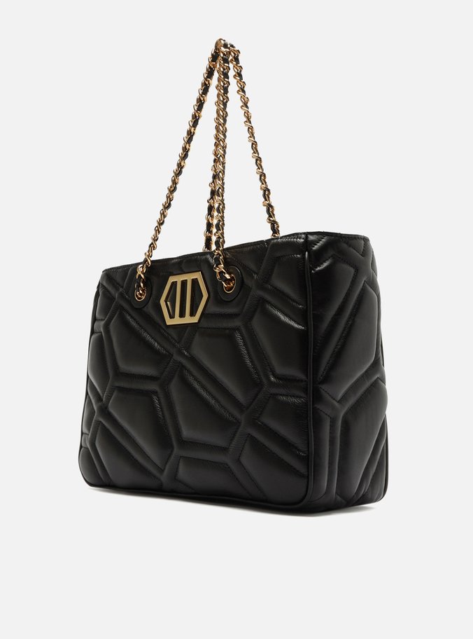 Bolsa Shopping Preta Couro Emma Grande
