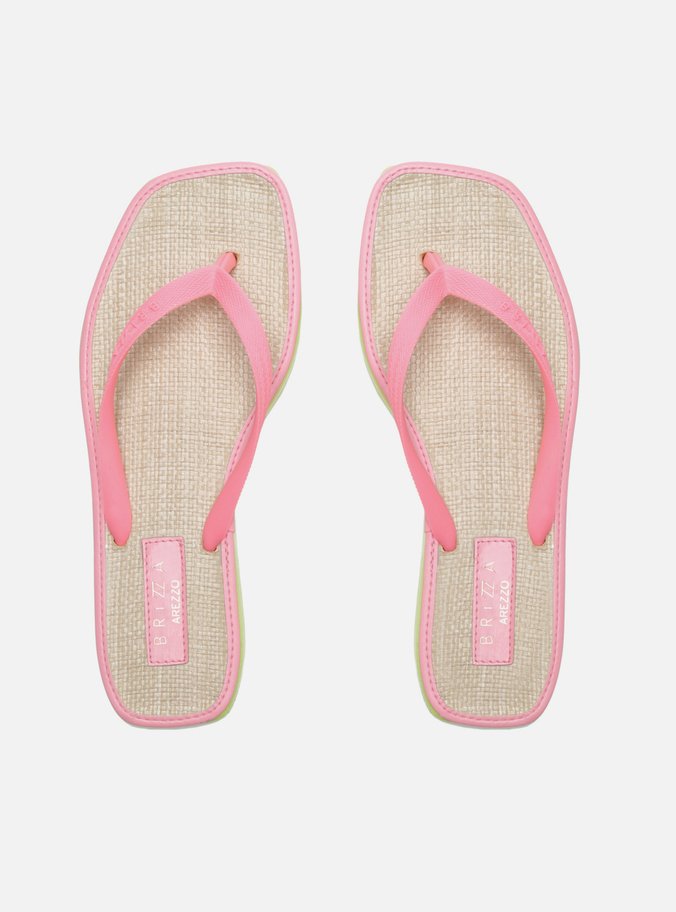Chinelo de Dedo Rosa Square Palmilha Palha