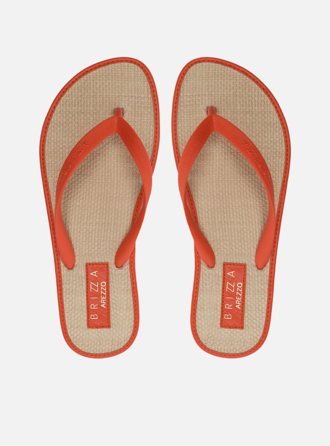 Chinelo de Dedo Laranja Palmilha Palha Brizza Color