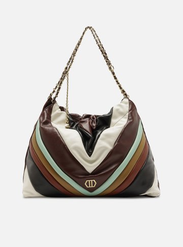 Arezzo — Bolsa Hobo Couro Multicolorida Grande