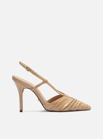 Scarpin Nude Verniz Slingback
