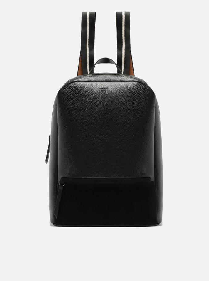 Mochila Preta Grande Bolso Frontal Suede