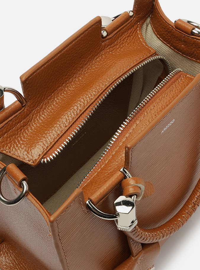 Bolsa Tote Marrom Cúrcuma Couro Abraccio Média