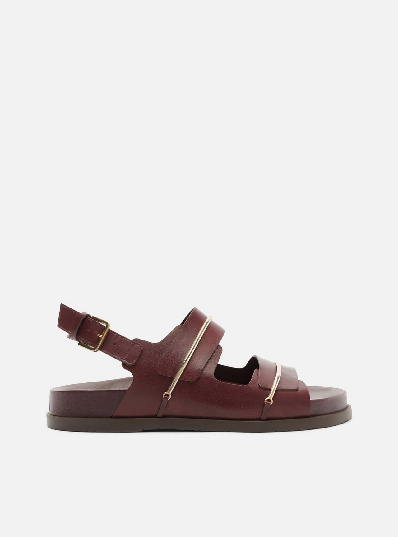 Sandália Papete Bordô Flatform Metais Dourados — foto 1