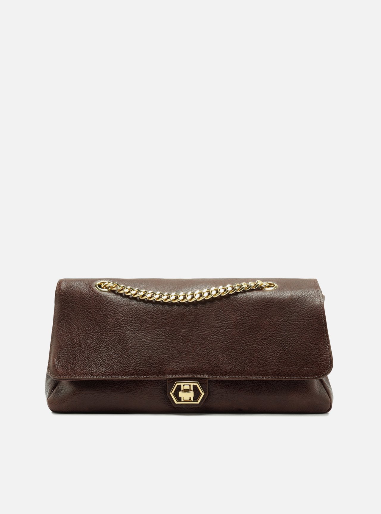 Bolsa Tiracolo Marrom Couro Grande Croco Corrente