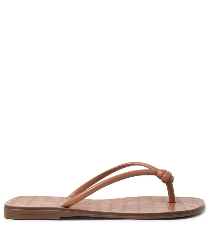 Rasteira Marrom Croco Bico Quadrado