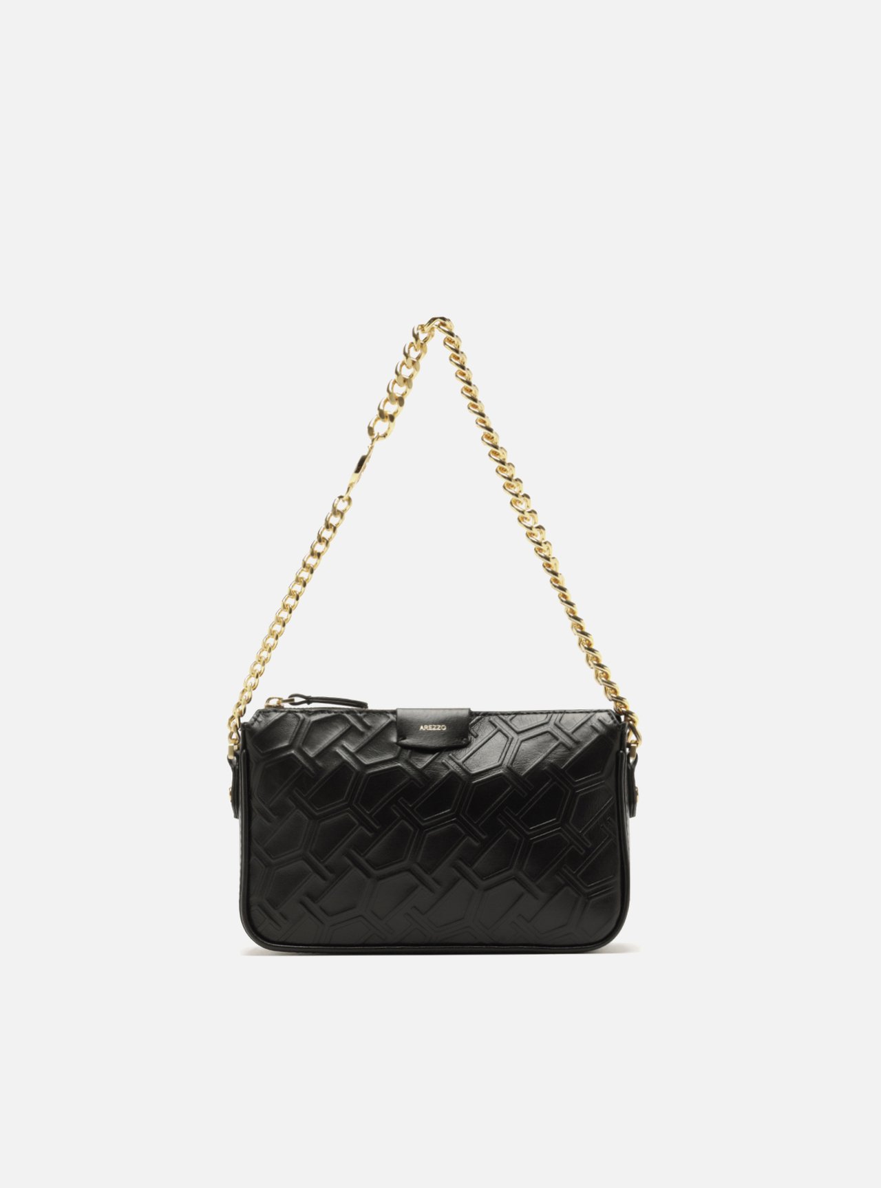Bolsa Tiracolo Preta Couro Pequena Corrente