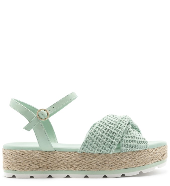 Sandália Flatform Tecido Verde Fresh Pear