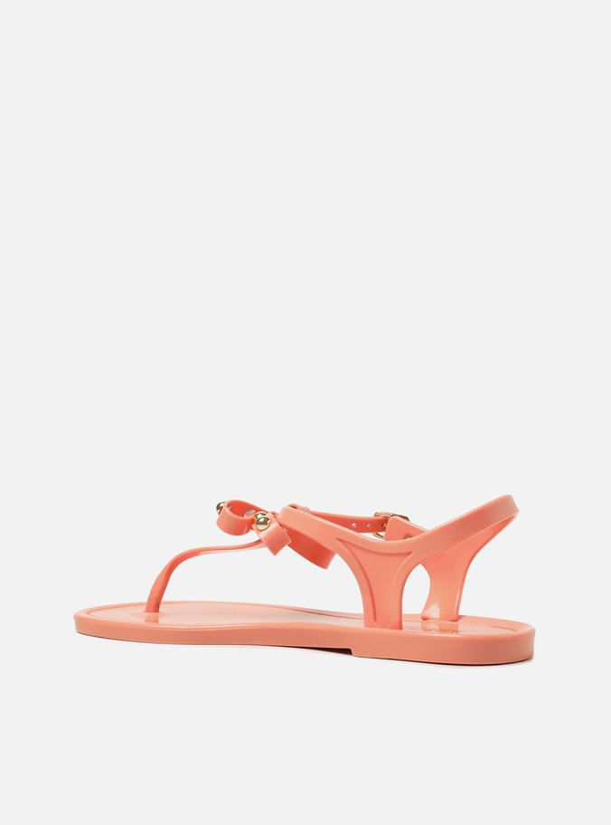 Rasteira Laranja Coral Laço Brizza