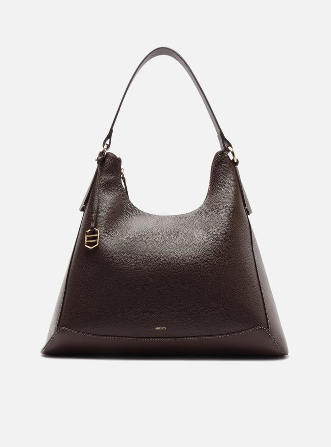 Bolsa Hobo Marrom Couro Grande Moldura Bag Charm