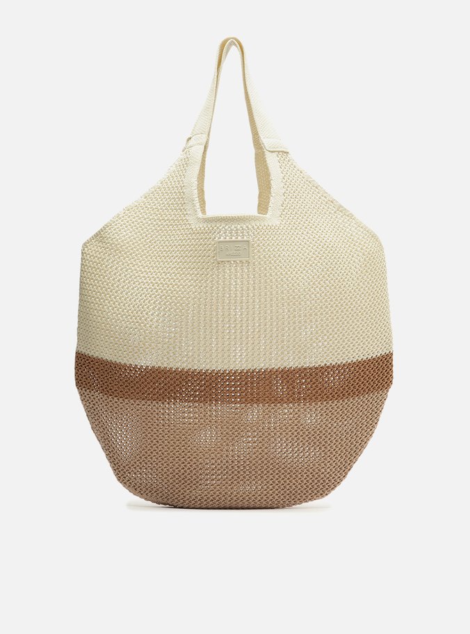 Bolsa Shopping Off-White Colorida Crochê Grande
