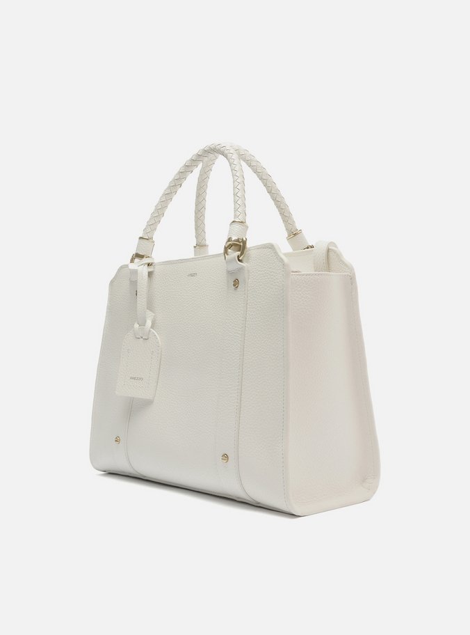 Bolsa Tote Branca Couro Piazza Grande Alças