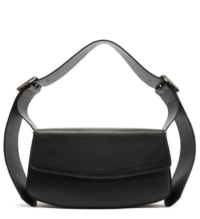 Bolsa Satchel Preta Couro Yasmin Média