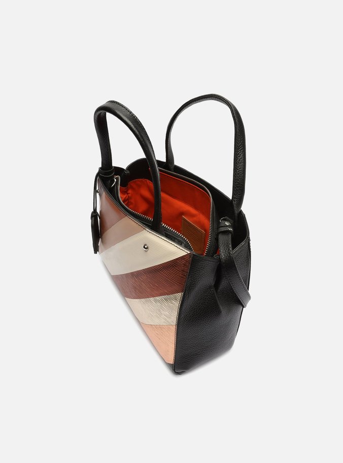 Bolsa Tote Preta Couro Bella Média Marrom