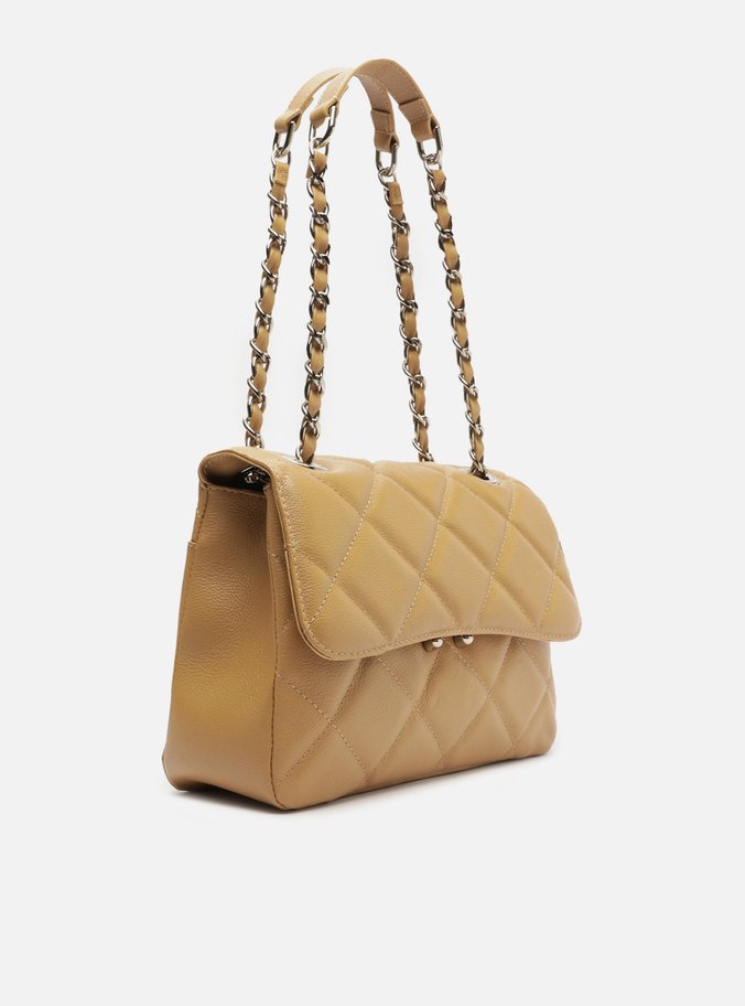 Bolsa Tiracolo Bege Couro Mizz Média