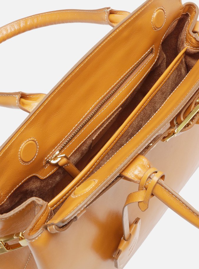 Bolsa Tote Caramelo Couro Grande Bag Charm Victória