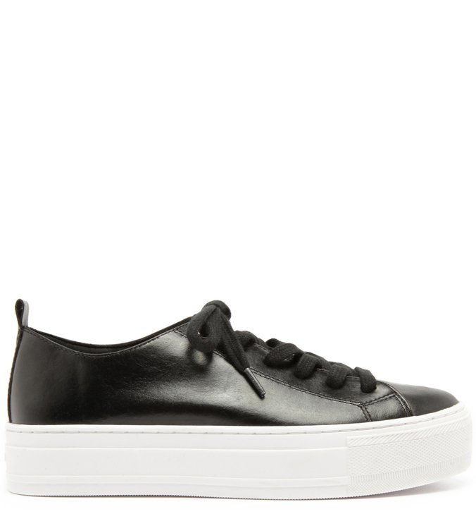 Tênis Couro Nappa Cadarço Flatform Preto