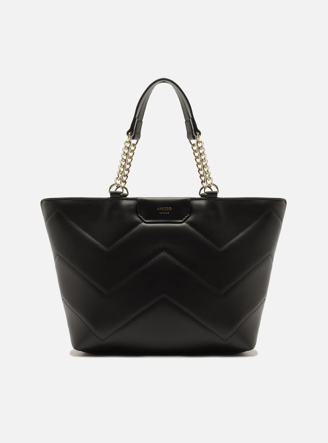 Bolsa Tote Preta Grande Corrente