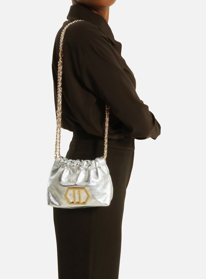 Bolsa Tiracolo Prata Couro Esther Pequena