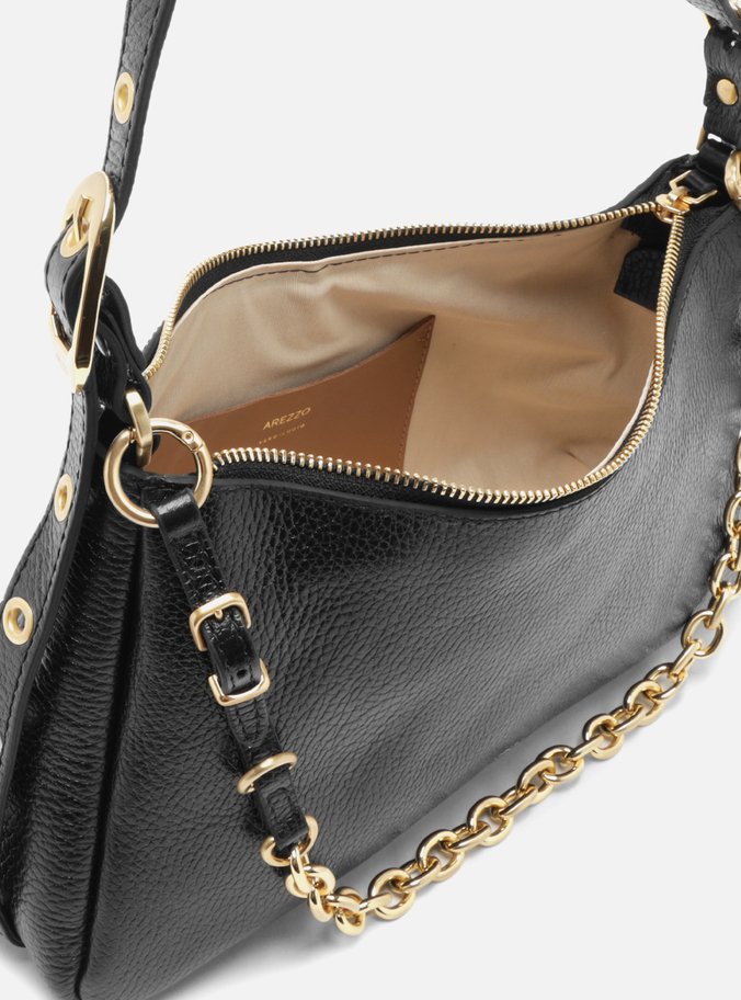 Bolsa Tiracolo Preta Couro Média Bag Charm