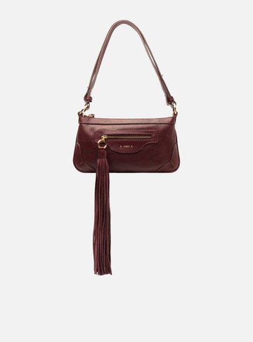 Arezzo — Bolsa Tiracolo Bordô Couro Média Barbicacho
