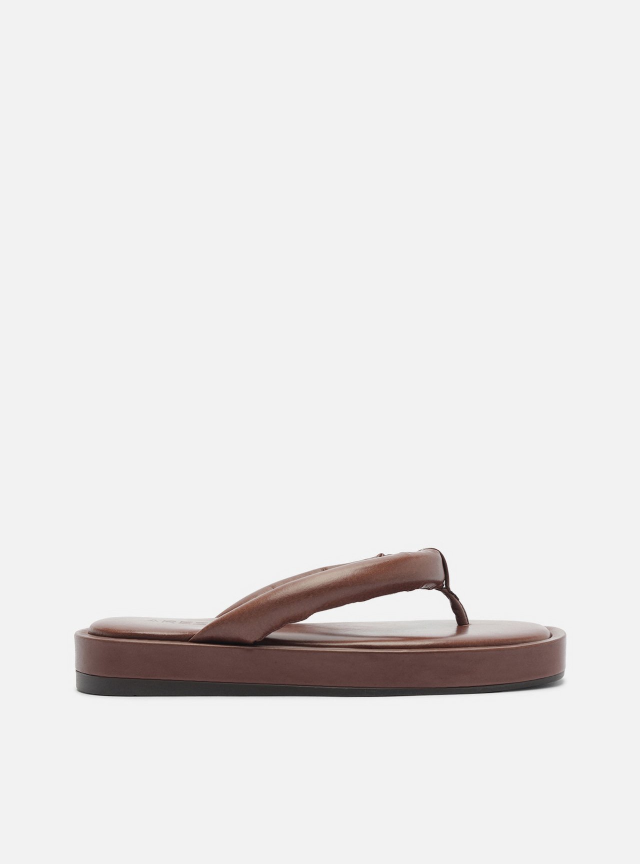 Sandália Marrom Couro Salto Flatform Tiras — foto 1