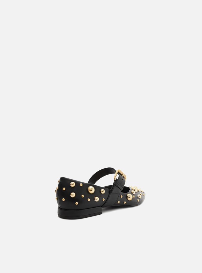 Sapatilha Preta Couro Maxi Tachas