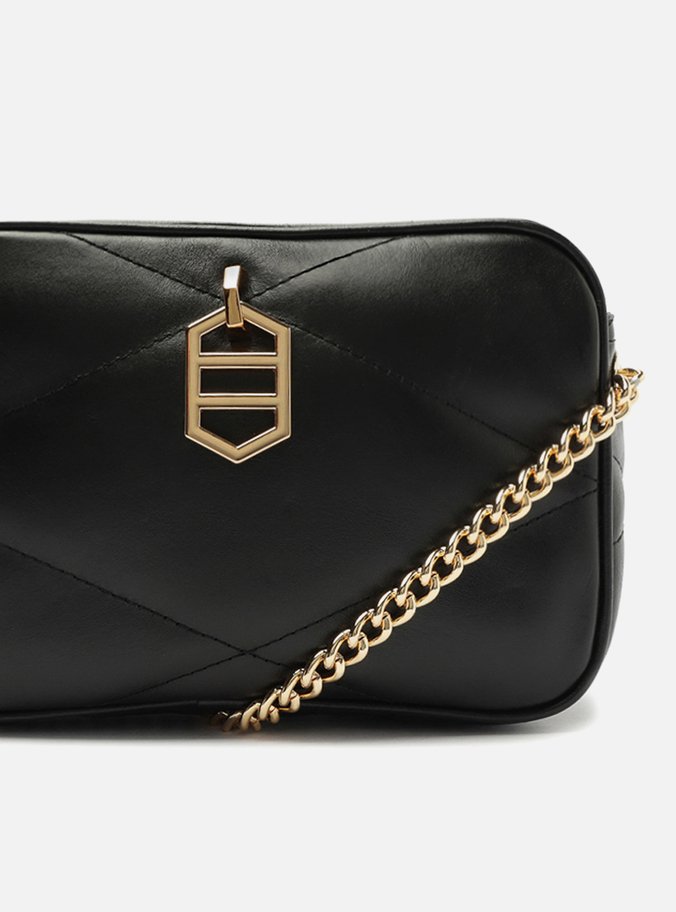 Bolsa Tiracolo Preta Couro Pequena Matelassê