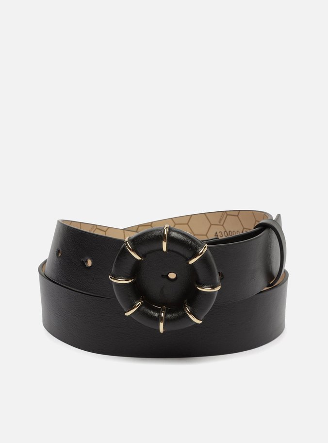 Cinto Preto Couro Fivela Forrada Abbraccio