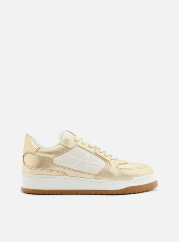 Tênis Branco Couro A Bordado Street Dourado
