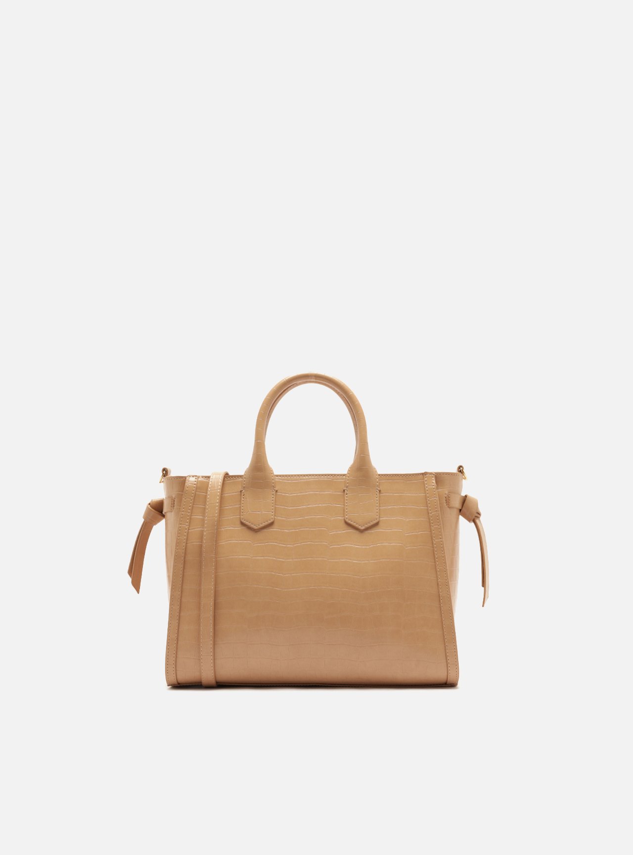 Bolsa Tote Nude Média Croco Tiras — foto 3