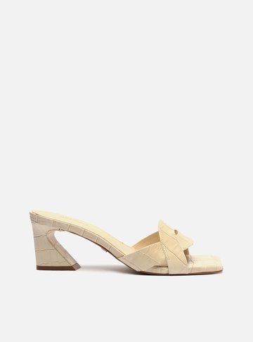 Sandália Off-White Croco Bico Quadrado Flare