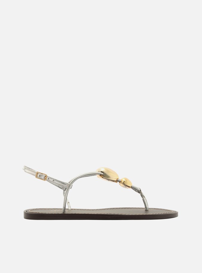 Sandália Rasteira Prata Salto Rasteiro Metalizada Fivela