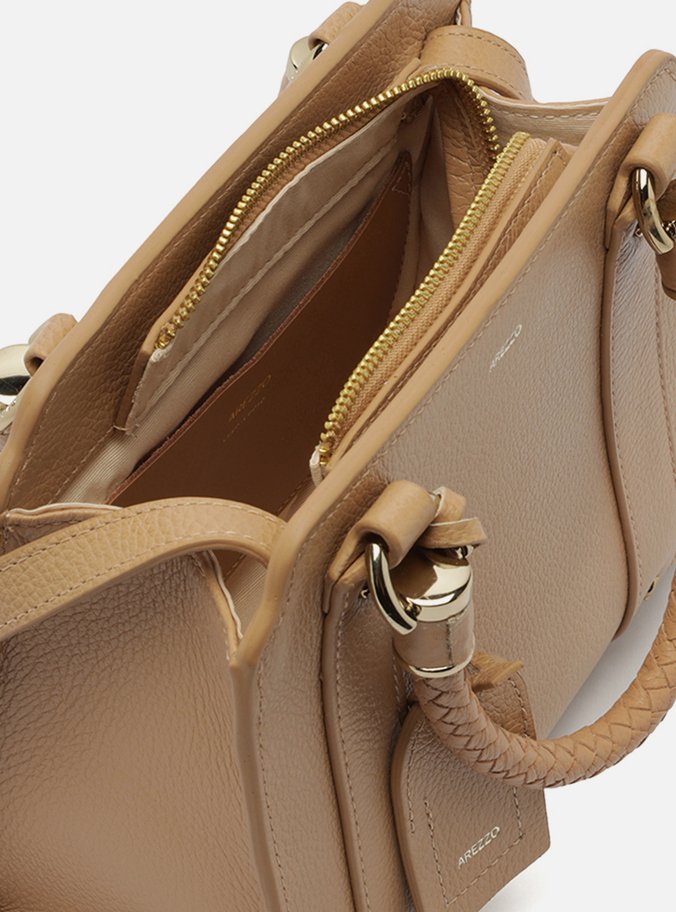 Bolsa Tote Bege Couro Piazza Média