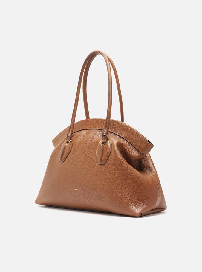 Bolsa Shopping Marrom Couro Grande Moderna