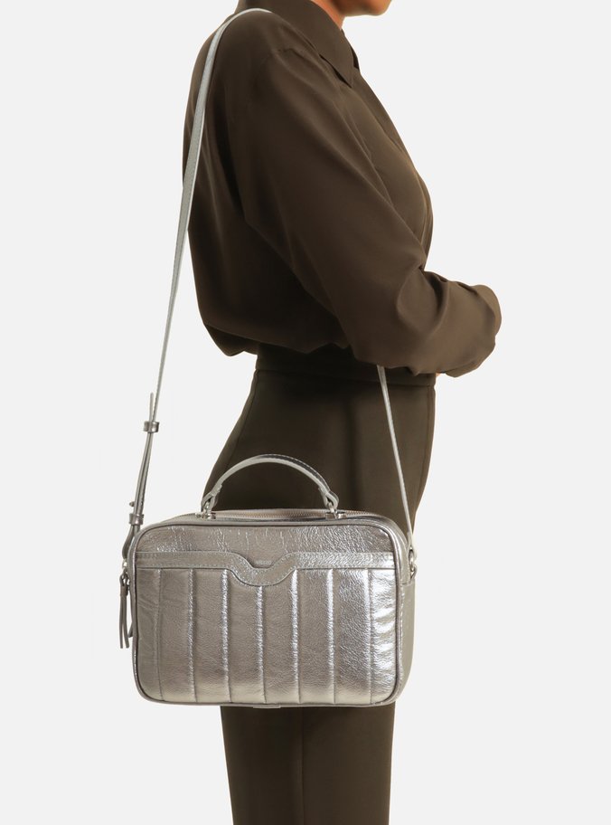 Bolsa Tiracolo Prata Couro Francine Média
