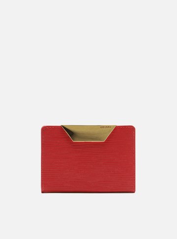 Porta-Cartões Vermelho Couro Wave Pequeno Metal