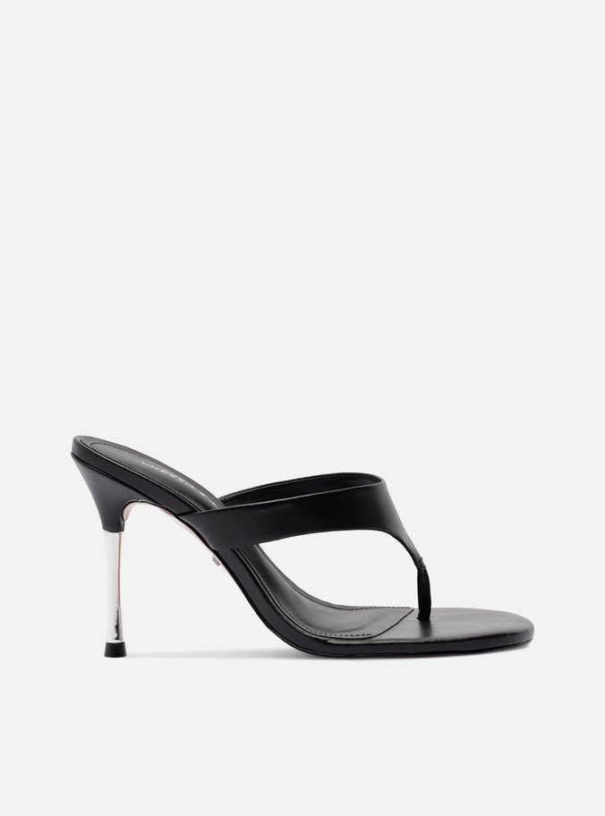 Sandália Preta Salto Alto Tira