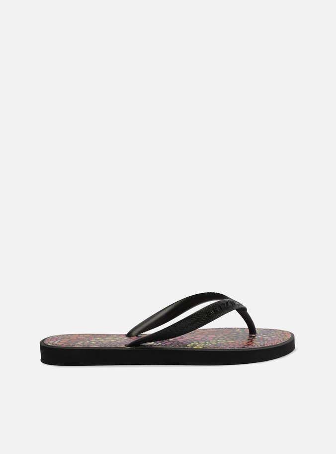 Chinelo de Dedo Preto Palmilha Estampada